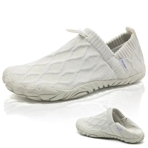 Produktbild: WateLves Barfußschuhe Damen Herren Zehenschuhe Traillaufschuhe Weich Hausschuhe Bequem Barfussschuhe Fitnessschuhe Männer Frauen Trainingsschuhe für Joggen Wandern Minimalistische (097Beige,39EU)