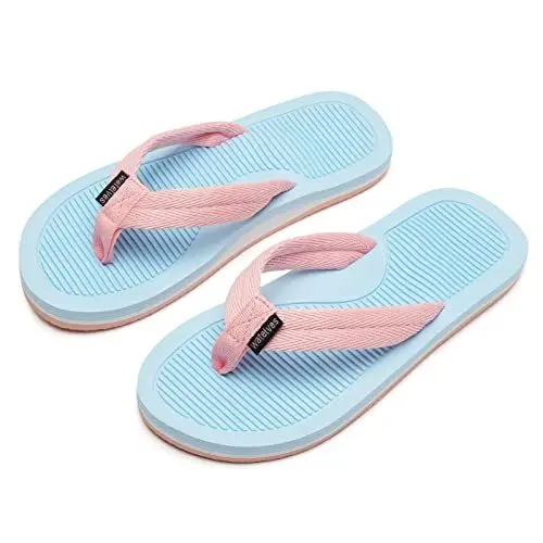 Produktbild: WateLves Flip Flops Kinder Zehentrenner Mädchen Jungen Badelatschen Sommer Strand und Pool Rutschfeste Zehensandalen(Rosa Blau, 34EU)