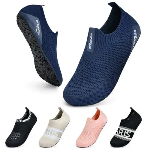 Produktbild: WateLves Wasserschuhe Badeschuhe Hausschuhe Sockenschuhe Hüttenschuhe Damen Herren Unisex Strand Schwimmen Atmungsaktiv Leicht ElastizitäT Rutschhemmend(Marineblau 38/39)