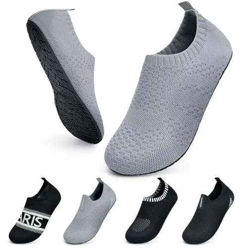 Produktbild: WateLves Wasserschuhe Badeschuhe Hausschuhe Sockenschuhe Hüttenschuhe Damen Herren Unisex Strand Schwimmen Atmungsaktiv Leicht ElastizitäT Rutschhemmend(Grau 38/39)