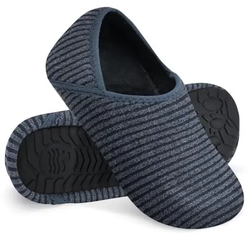 Produktbild: WateLves Damen Memory Foam Plüsch Hausschuhe Antirutsch Baumwolle Pantoffeln Mit Polar Fleece-Futter (Blau Streifen 38/39)