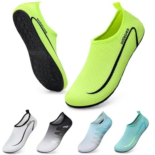 Produktbild: WateLves Wasserschuhe Badeschuhe Damen Herren Aquaschuhe Strandschuhe Schnell Trocknend Slip on Breathable Surfschuhe Unisex Schwimmschuhe für Beach Pool Surfen Yoga Hellgrün 42/43