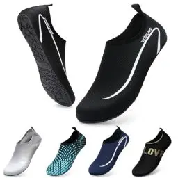 Produktbild: WateLves Wasserschuhe Badeschuhe Damen Herren Aquaschuhe Strandschuhe Schnell Trocknend Slip on Breathable Surfschuhe Unisex Schwimmschuhe für Beach Pool Surfen Yoga Linie Schwarz 40/41