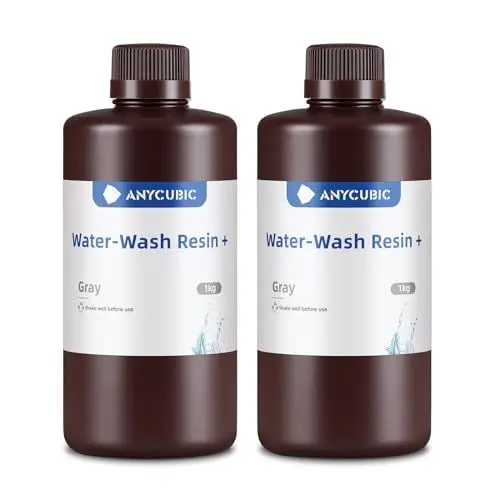 Produktbild: Water Washable Resin Plus, ANYCUBIC 3D Drucker Resin Wasser Abwaschbar, UV Resin 405nm Standard Photopolymer Harz Geringer Geruch für 4/6/8K Geeignet LCD 3D Printer (Grau,1000g,2pcs)