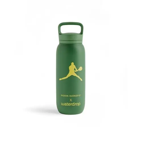 Produktbild: waterdrop MICRODRINK x Novak Djokovic - All Purpose Thermosflasche 600ml, isolierte Edelstahl Trinkflasche, 24h kalt - 12h heiß, auslaufsicher & bruchsicher
