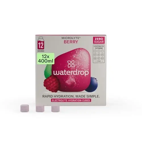 Produktbild: waterdrop® Microlyte Berry - Waldbeere, Sportgetränk mit 4 Elektrolyten, 9 Vitaminen + Zink, veganes Elektrolytgetränk ohne Zucker, 12 Portionen, 6 Liter