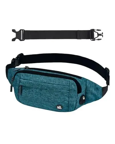 Produktbild: WATERFLY Bauchtasche Hüfttasche Herren Damen: Klein Gürteltasche Sport Bum Hip Bag Männer Frauen Waist Fanny Pack mit Verlängerungsgurt für Reise Wandern Hundetraining Outdoor Türkisblau