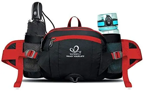Produktbild: WATERFLY Gürteltasche mit Flaschenhalter, Gurt Verstellt Bauchtasche Hundetraining Handyfach Wasserdicht Hüfttasche für Wandern Reise Camping