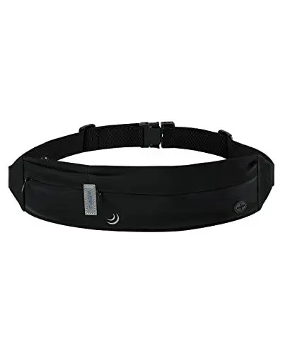 Produktbild: WATERFLY Laufgürtel für Handy Hüfttasche: Lauf Gürteltasche Flache Bauchtasche Jogging Wasserdicht Lauftasche Klein Duenn Damen Bauchbeutel Sportlich Herren Sport Belt Bum Bag Laufgurt Schwarz