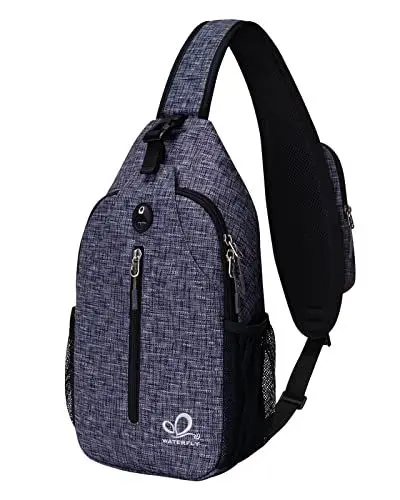 Produktbild: WATERFLY Sling Rucksack Sling Bag Schulterrucksack Umhängetasche Verstellbarer Rucksackgurt Wandern Brust Rucksack für Herren und Damen Hanfgrau