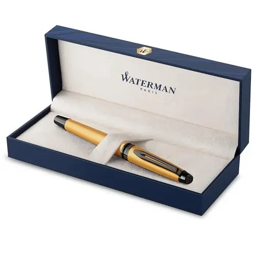 Produktbild: Waterman Expert Füllfederhalter | Silberfarbene Metallic-Lackierung mit Ruthenium-Zierteilen | Medium Edelstahlfeder mit PVD-Beschichtung | Blaue Tinte | In Geschenkbox, 1 Stück (1er Pack)