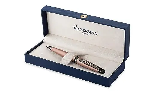 Produktbild: Waterman Expert Kugelschreiber | Rotgoldfarbene Metallic-Lackierung mit Ruthenium-Zierteilen | Mittlere Spitze | Blaue Tinte | In Geschenkbox