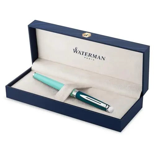 Produktbild: Waterman Hémisphère Füller | Metall und grüne Lackierung mit palladiumbeschichteten Zierteilen | Füllfederhalter mit mittlerer Edelstahl Feder | Geschenkbox, 1 Stück (1er Pack)