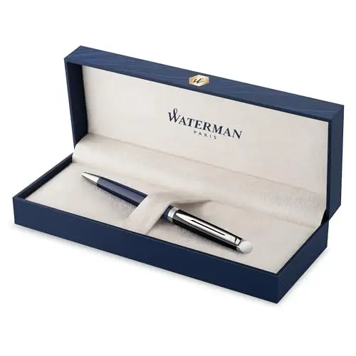 Produktbild: Waterman Hémisphère Kugelschreiber | Schwarze und blaue Lackierung mit palladiumbeschichteten Zierteilen | Mittlere Spitze | Geschenkbox