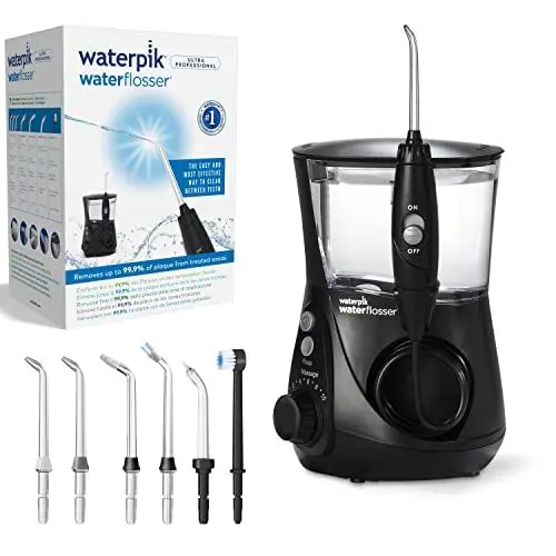 Produktbild: Waterpik Ultra Professional Water Flosser, Testsieger 2024, Precision Pulse Technology, TÜV Siegel, bis zu 99,9 Prozent Plaque Entfernung,7x Aufsätze, 10x individuelle Modi, integrierter Timer,Schwarz