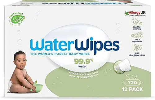 Produktbild: WaterWipes plastikfreie, texturierte Reinigungstücher für Kleinkinder & Babys, 720 Stück (12 Packungen), 99,9 % wasserbasierte Reinigungstücher, unparfümiert für empfindliche Haut