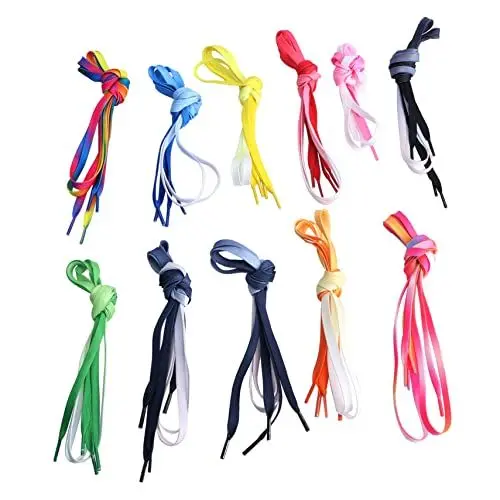 Produktbild: WATIIFUFU 11 Paar Flache Bunte Schuhe Mit Farbverlauf 120 Cm Weiß Für Freizeit- Und Sportschuhe Zufällige Farbe