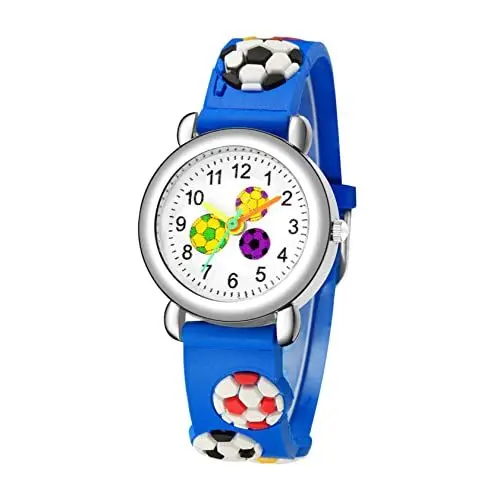 Produktbild: WATIIFUFU Kinderuhr Stilvolle Armbanduhr Mit Fußballmuster Für Jungen Weiches Kunststoffarmband