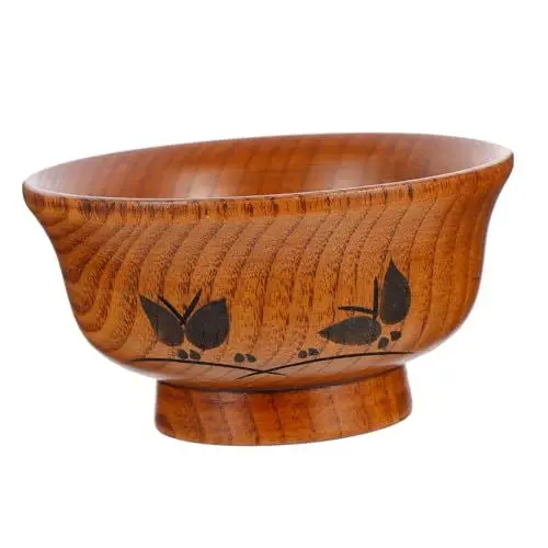 Produktbild: WATIIFUFU 1Stk Schale aus geschnitztem Dattelholz Obst serviert Dessertschalen Frühstücksschalen asiatische schüssel asia schalen für Lebensmittel Holzschüssel hölzern Brown