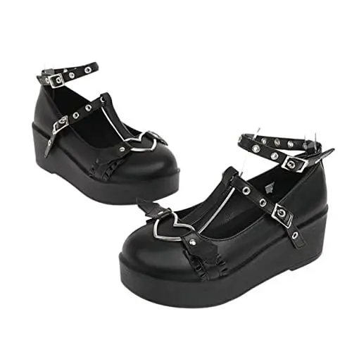 Produktbild: WATIIFUFU Modische Damenschuhe Mit Runder Spitze Outdoor-Lederschuhe Mit Absatz Dicke Sohle Bequem Und Atmungsaktiv Für Den Täglichen Gebrauch