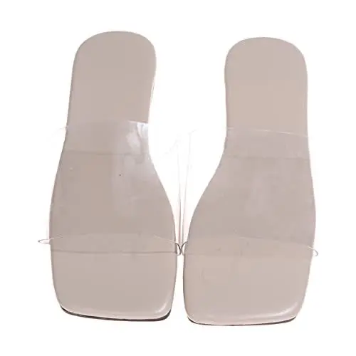 Produktbild: WATIIFUFU 1 Paar Sandalen mit eckiger Zehenpartie Outdoor-Sandalen für Damen Lässige Hausschuhe freizeitschuhe sommerschlappen Sommer Hausschuhe Sommer-Slipper Obermaterial: Pu Transparent