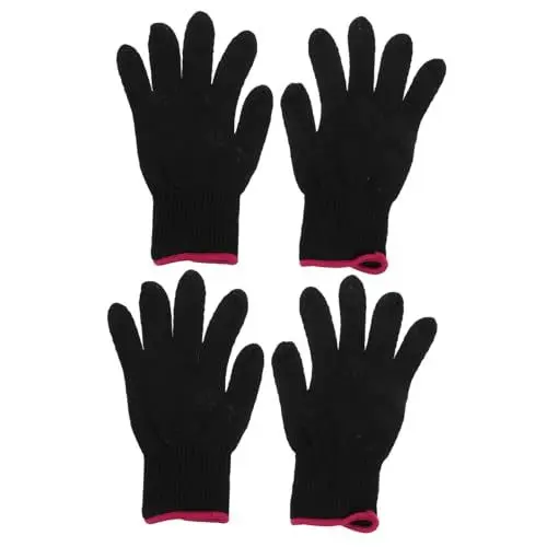 Produktbild: WATIIFUFU Hitzebeständige Handschuhe Aus Silikon Für Haarstyling Und Lockenstab Noppen Für Schutz Und Griffigkeit Schwarz Rot