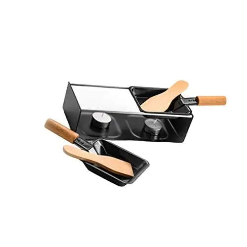 Produktbild: WATIIFUFU 1 Satz Mini Herd schokoladenfondue schokofondue grillbretter backform panettone outdoor kochtopf Teelicht Mini-Grillplatte Käsefondue rostfrei Mini-Käseschmelzpfanne Bambus Black