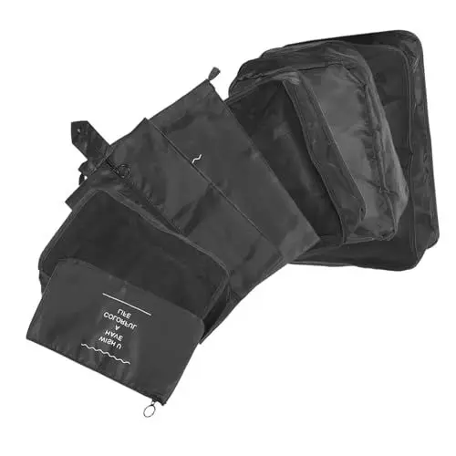 Produktbild: WATIIFUFU Reise-aufbewahrungstaschen-Set 7-teilig Organizer-Tasche Kordelzugverschluss Koffer-packtaschen für Kleidung Oxford-gewebe Großes Volumen für Männer und Frauen