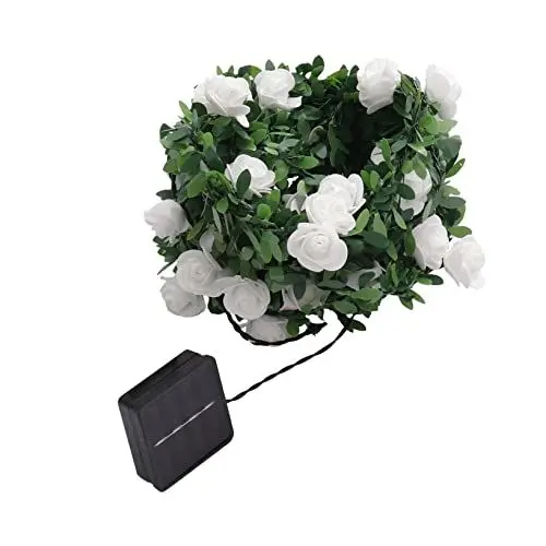 Produktbild: WATIIFUFU 1 Satz Saite Garten Licht Solarbetriebene Lichter im Freien LED-Solarleuchten für den einzug weihnachtsdeko beleuchtet innen DIY Rosengirlande Licht Gartenlicht PVC Green