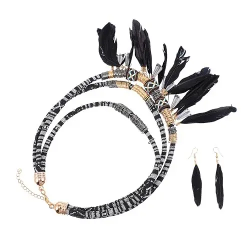 Produktbild: WATIIFUFU 1 Satz Schmuck-set Perlenkette Schmuck Für Frauen Halskette Afrikanischer Schmuck Für Frauen Halsketten Afrikanische Ohrringe Schwarze Statement-halskette Black Zinklegierung