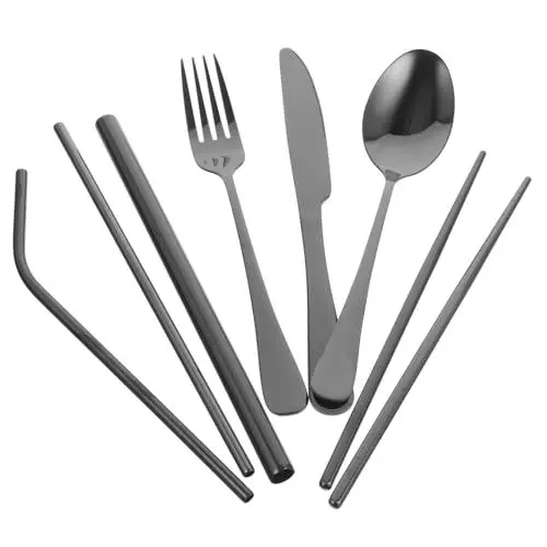 Produktbild: WATIIFUFU 7pc Camping Besteck Set Edelstahl Löffel Utensilien Für Im Freien