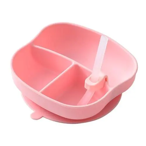 Produktbild: WATIIFUFU 1 Stück Teller Kinder Speiseteller Fachteller Für Kinder Füttergeschirr Babygeschirr Kinderteller Kinderteller Kindergeschirr Babybesteck Rosa