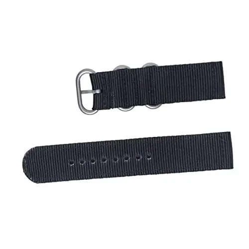 Produktbild: WATIIFUFU 24 Mm Schwarz Nylon Uhrenarmband Strapazierfähig 2 Gelenk Ersatzarmband Für Smartwatches Kompatibel Mit Nerunsa GRV Fitpolo