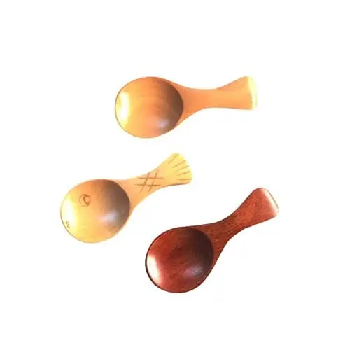 Produktbild: WATIIFUFU Mini-löffel 3-teiliges Babylöffel-set Aus Holz Für Kleinkinder Jungen Und Mädchen Und Babys Holzlack Fischmuster