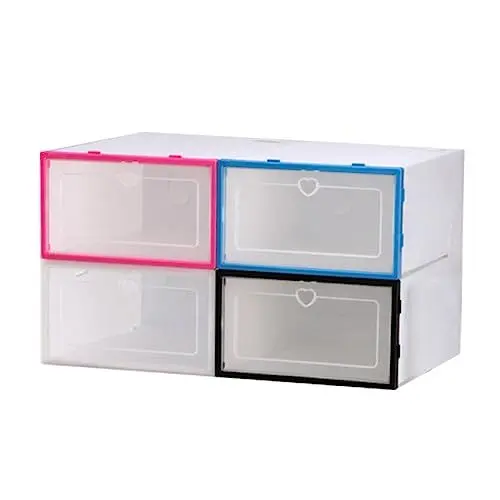 Produktbild: WATIIFUFU 4Er-Box Lagerbehälter Schuhregal Kinderschuhe Organizer für Schuhe storage boxes aufbwahrungs-box kommode für schuhe shoes boxes plastikdosen Schuhetui Schublade Schuhkartons