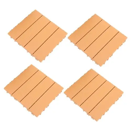 Produktbild: WATIIFUFU Kunststoff-terrassendielenfliesen 4 Stück Ineinandergreifende Bodenplatten Dekorative Gartenfliesen Für Den Außenbereich