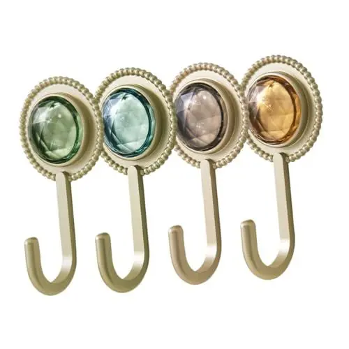 Produktbild: WATIIFUFU 4 Stück Retro-diamant-klebehaken Handtuchhaken Klebehaken Für Badezimmer Wandhaken Für Den Haushalt Selbstklebender Haken Wandhalterung Haken Aufhänger Schlüsselhaken