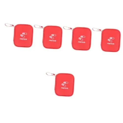 Produktbild: WATIIFUFU 5St Mini-Erste-Hilfe-Set Erste-Hilfe-Tasche leer Outdoor-Medizintasche Reisebedarf tragbar notfallpakete Reiseapotheke Reise-Erste-Hilfe-Tasche Oxford-Stoff rot