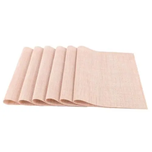 Produktbild: WATIIFUFU 6stücke Teiliges PVC Tischset Hitzeisolierte rutschfeste Tischmatten Für Restaurant Hotel Und Zuhause Beige Rechteck Abwaschbar Und Platzsparend