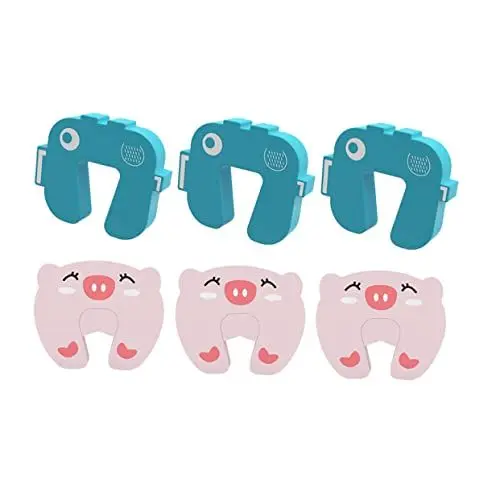 Produktbild: WATIIFUFU 6st Türkarte Haustür Blockieren Türklemmschutz Tierische Türstopper Kinder Cartoon-türklinke Fingerschutz Für Babys Kinderzimmer Türstopper Kindersichere Türstopper Eva