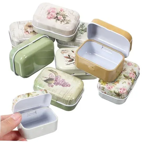 Produktbild: WATIIFUFU 8stücke Teiliges Vintage Blechdosen Mit Deckel Schmuckaufbewahrungsbox Mit Blumenmuster Dekorative Organizer Für Kleine Gegenstände Robust Und Vielseitig