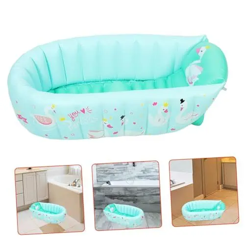 Produktbild: WATIIFUFU Babybadewanne Mini-Schwimmbad aufblasbare Badewanne Kleinkindwanne badewannensitz kinderbadewanne Kinderschwimmbad Faltbarer Pool aufblasbare Wanne Cartoon- -Badewanne PVC