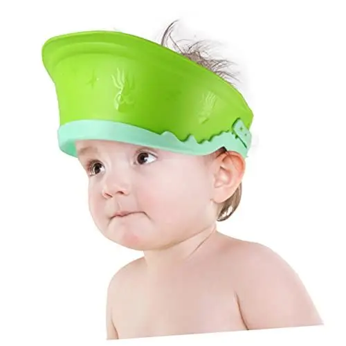 Produktbild: WATIIFUFU Babyparty kinder duschhaube badekappe für kinder Duschhaube mit Ohrenschutz badehut verstellbare Duschhaube Haarwaschvisier Hut aus Silikon Haarwaschkappe Green