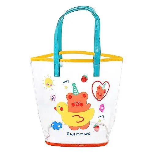 Produktbild: WATIIFUFU Cartoon Bär Kunststoff Strand Tasche Einkaufstasche Mesh Schulter Tasche Student Mädchen Strand Tote