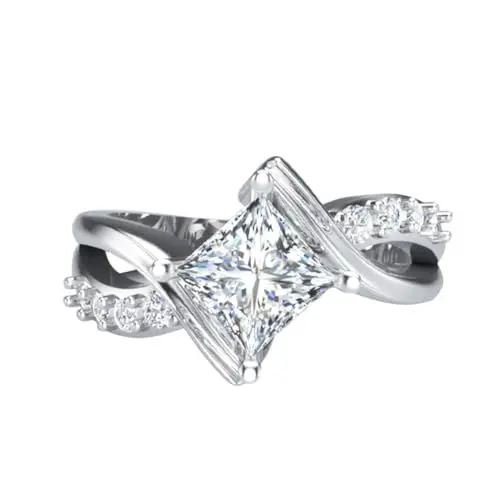 Produktbild: WATIIFUFU Fingerring Verlobungsring Frauenringe Statement-Ringe Schmuck-Kits quadratische Ringe Herrenring Edelsteinring Fingerschmuck Zirkonring finger zubehör Weiß