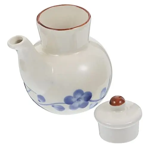 Produktbild: WATIIFUFU Gewürztopf aus Keramik Essigflasche oil pot Sojasaucentopf gwürze behälter dekorierflasche Kaffeesirupe Spenderflasche für Olivenöl Fetttopf Essighalter Behälter für Sojasauce Weiß