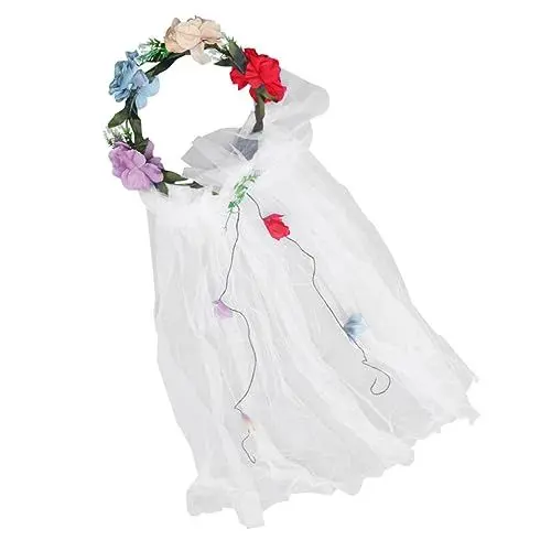Produktbild: WATIIFUFU Hochzeitsgirlande Brautblumen-stirnband Floraler Girlandenschleier Brautschleier Für Die Hochzeit Brautkopfschmuck Für Die Hochzeit Hochzeitsschleier Hawaiianisches Blumenstirnband