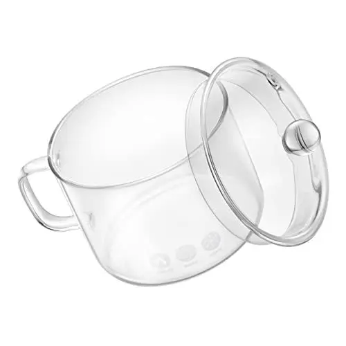 Produktbild: WATIIFUFU Instant-Nudelschale aus Glas Müslischalen Ramentopf mit Deckel klar Induktionskochtopf großer kochtopf cauldron Ramenschalen Ramenschale mit Deckel große Suppentassen mit Henkeln