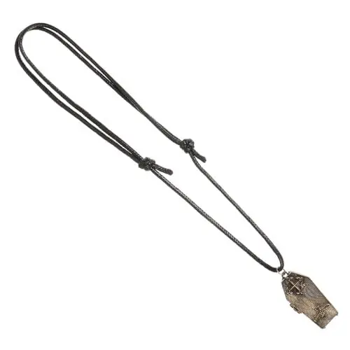 Produktbild: WATIIFUFU Lange Halsketten Mit Anhänger Coole Halsketten Punk-halskette Sarg-charme-halskette Retro-sarg-halskette Sarg-fledermaus-halskette Gruselige Halloween-halskette Golden Legierung