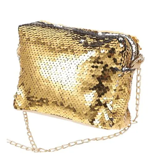 Produktbild: WATIIFUFU Modische Pailletten Handtasche Für Damen Elegante Abend Clutch Und Umhängetasche Gold Ideal Für Partys Und Festliche Anlässe Mit Kette Und Satinierter Innenausstattung